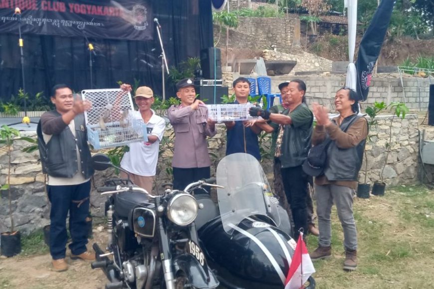 Motor Antique Club Yogyakarta (MACY) Tebar Bibit Ikan dan Pohon Buah di Sungai Progo