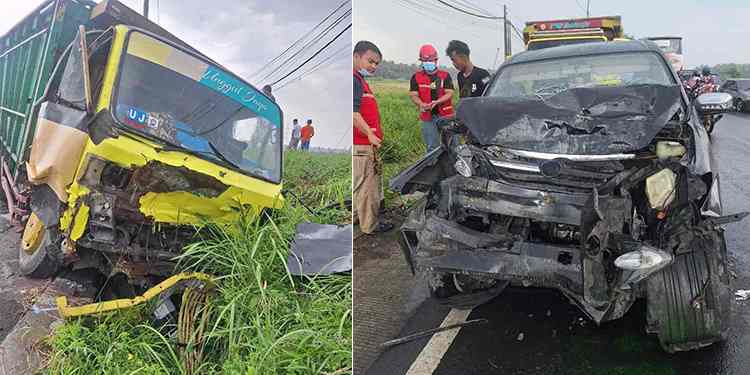 Kecelakaan Minibus vs Truk di Panjatan