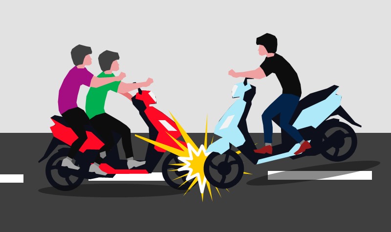 Ilustrasi kecelakaan motor vs motor