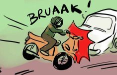 Ilustrasi kecelakaan antara mobil dan motor