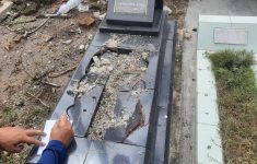 Ilustrasi perusakan nisan di dua lokasi di Bantul