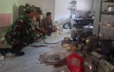 Kondisi dapur Dwi Purwanti (45), warga Kemloko, Srimartani, Piyungan, saat tabung gas elpiji 3 kg menyambar.