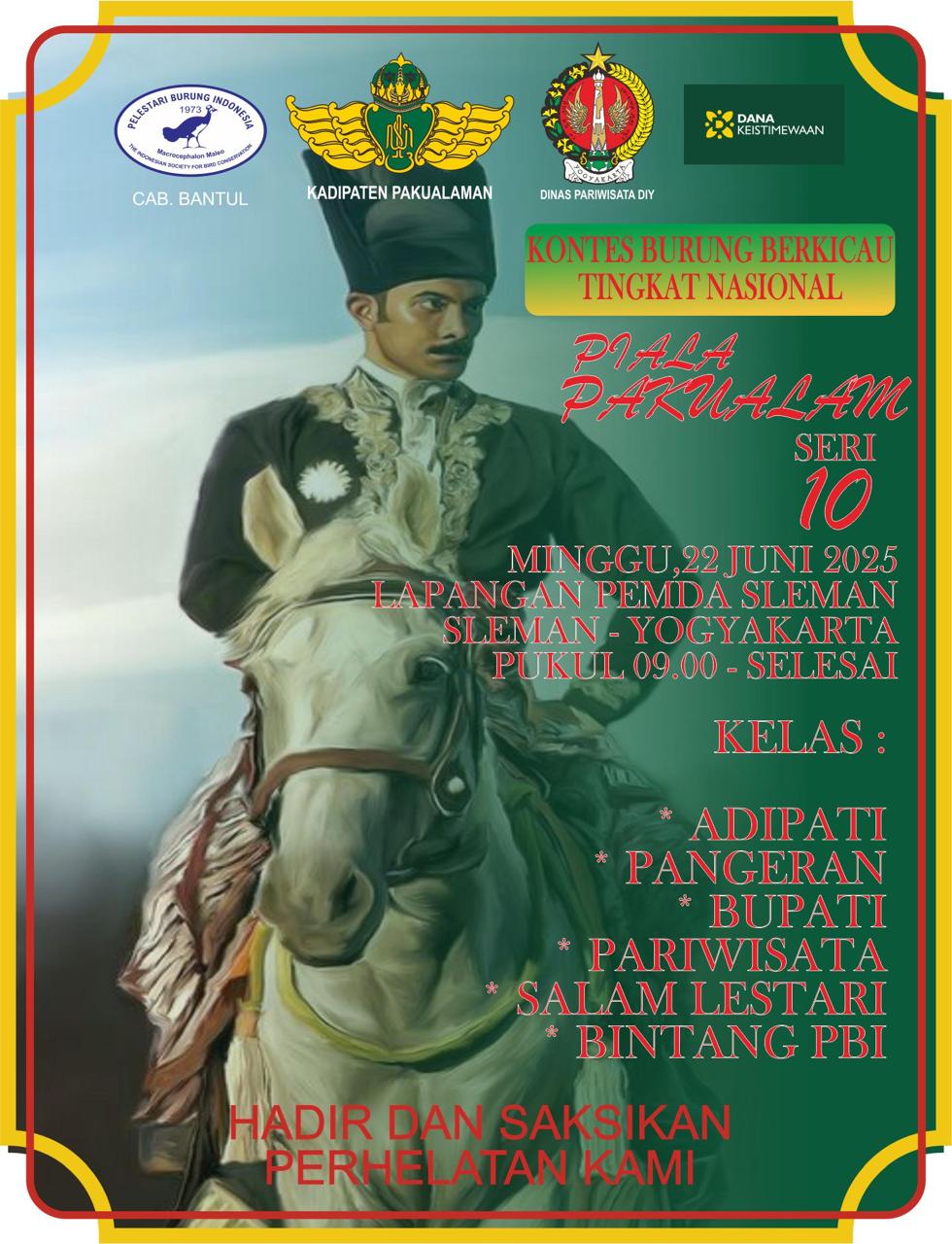 Kontes Burung Berkicau Tingkat Nasional Piala Pakualam Seri 10