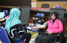 Polres Gunungkidul menggelar kegiatan donor darah pada Jumat (20/6/2025)