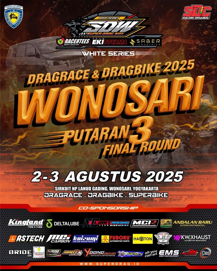 Daftar Event Jogja Agustus 2025 yang Wajib Diikuti, Liburan Semakin Seru! 3 Dragrace & Dragbike 2025 Wonosari Putaran 2 Final Round (2-3 Agustus 2025)