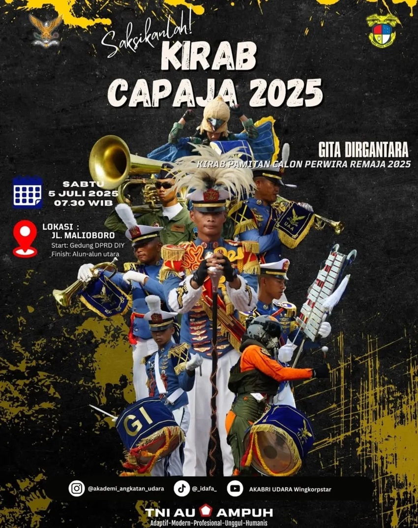 Drumband Gita Dirgantara ‘Kirab CAPAJA 2025’ (Source: Visiting Jogja)