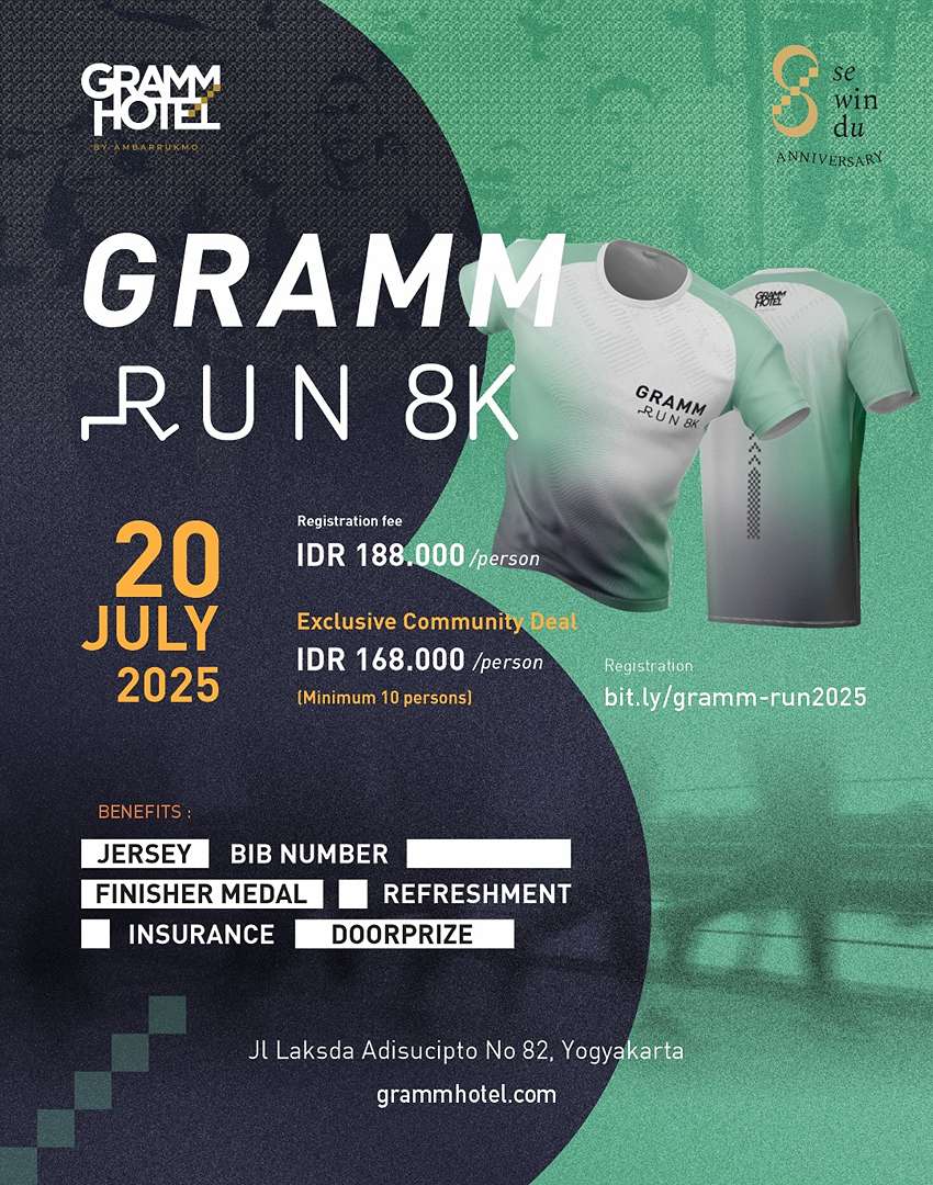 4 Daftar Event Jogja Minggu Ini 16 Juli - 20 Juli 2025 yang Wajib Kamu Kunjungi! 5 GRAMM RUN 8K (20 Juli 2025)