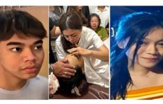 Alberto Tanos (kiri), keluarga Alberto Tanos (tengah), Pacar Alberto Tanos (kanan). (Source: Tribun News)