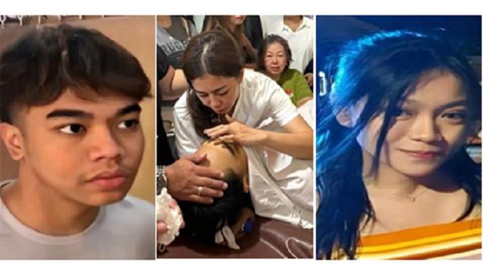 Alberto Tanos (kiri), keluarga Alberto Tanos (tengah), Pacar Alberto Tanos (kanan). (Source: Tribun News)