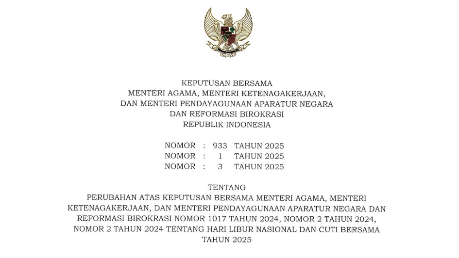 Daftar Libur Nasional dan Cuti Bersama Terbaru