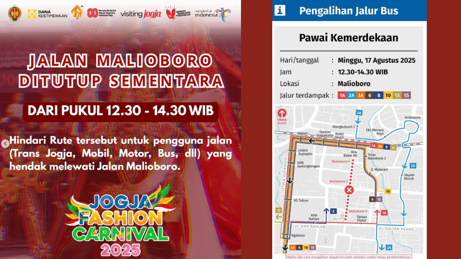 Cek! Pengalihan Arus Lalu Lintas Jogja 17 Agustus 2025, Ada Pawai Kemerdekaan di Jalan Malioboro