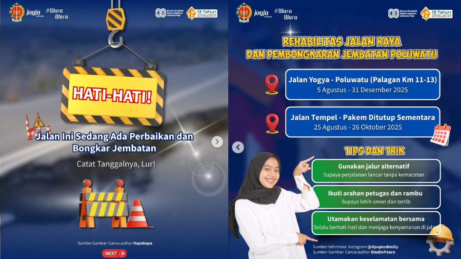 2 Ruas Jalan Jogja Diperbaiki, Cek Jadwal dan Imbauan Pemda