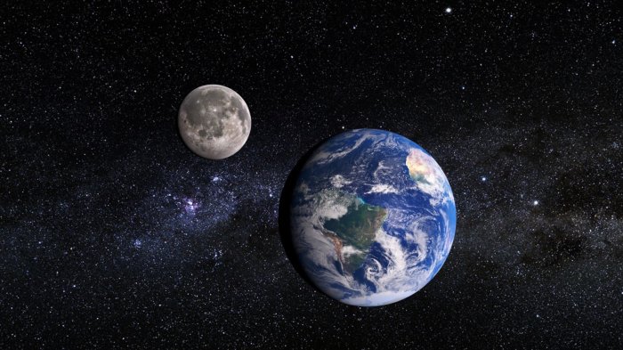 Ilustrasi bumi dan bulan