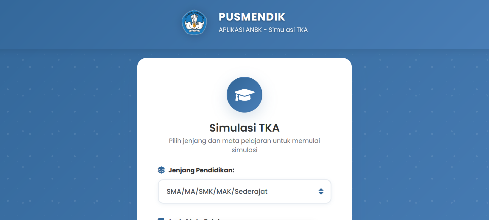 Tangkapan layar link simulasi TKA 2025