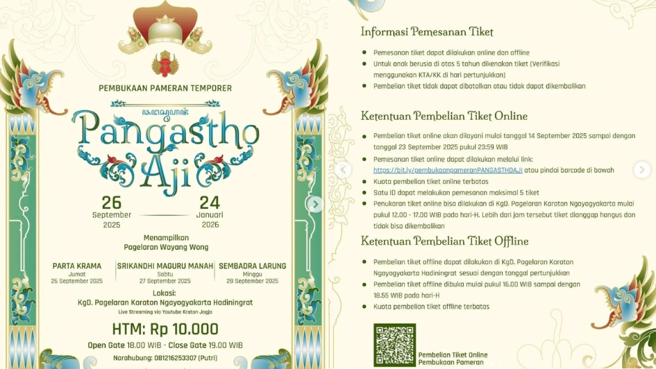 Pameran Pangastho Aji di Keraton Yogyakarta 26 September 2025–24 Januari 2026: Selami Jejak Sultan HB VIII