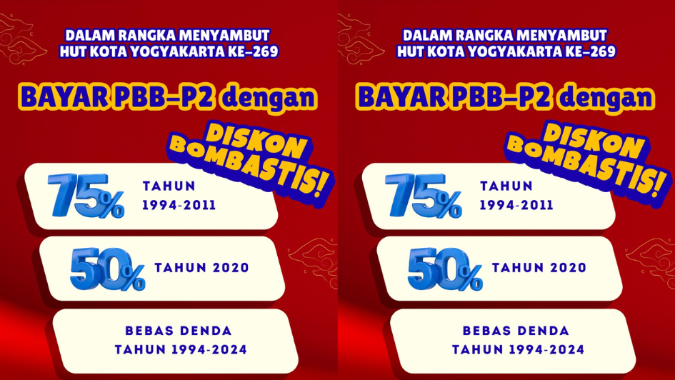 manfaatkan diskon bayar PBB-P2 yang dihadirkan oleh Pemerintah Kota Yogyakarta.