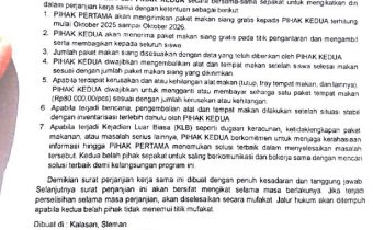 Isi surat perjanjian SPPG (Source: Harian Jogja)