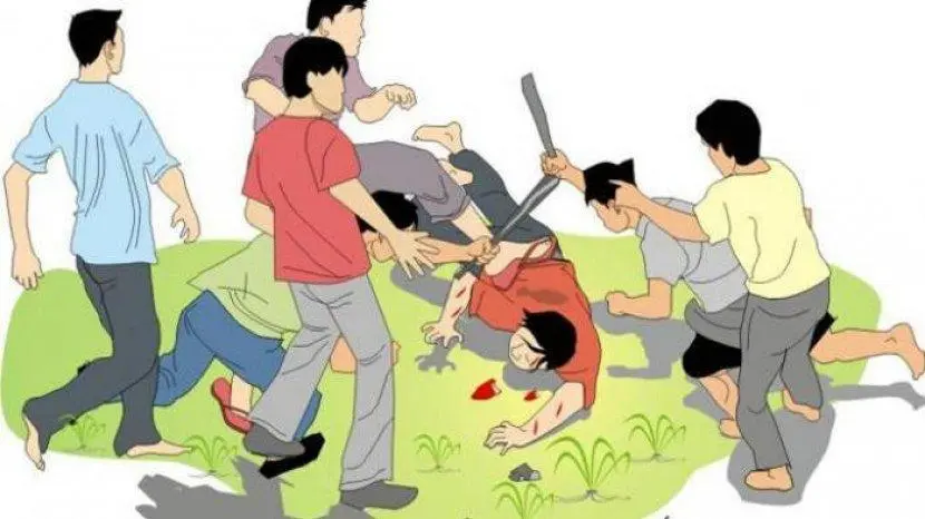 ilustrasi pengeroyokan (Source: Berita Merdeka)